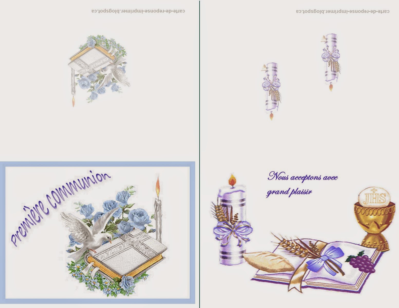 CARTE DE REPONSE A IMPRIMER Carte de reponse pour invitation Communion